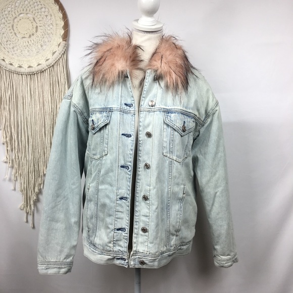 american eagle jean jacket with fur